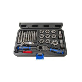 Menetmetsző és menetfúró racsnis készlet, 23 darabos