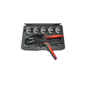   Saruzó (krimpelő) racsnis fogó, cserélhető fejekkel, 7 darabos