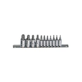   Ötágú lyukas torx bit készlet crowa foglalatban, 1/4" és 3/8", 11 darabos