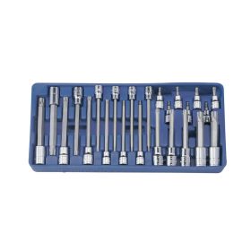   T-torx bit készlet crowa foglalatban, 3/8" és 1/2", 24 darabos