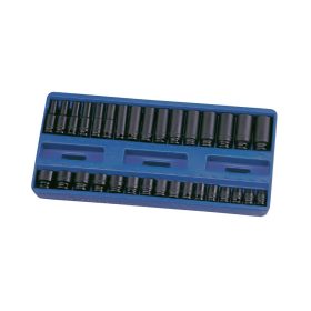   Légkulcsfej készlet, metrikus, hosszú és normál, 3/8", 32 darabos
