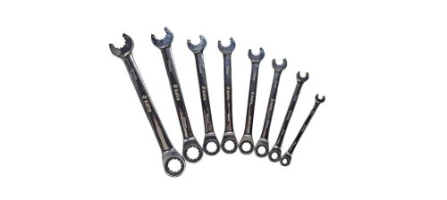 Racsnis csillag-villás kulcs készlet, univerzális, 10-19mm; 5/16"-3/4";  M10-M18; E10-E24, 8 darabos