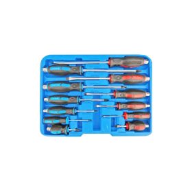   Csavarhúzó készlet, üthető, lapos és csillagfejű, 12 darabos