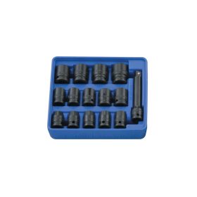 Légkulcsfej készlet, metrikus, 1/2", 15 darabos