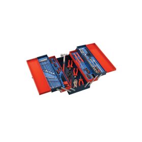   Hordozható szerszámos láda + szerszámok, metrikus, 1/4" és 1/2", 142 darabos