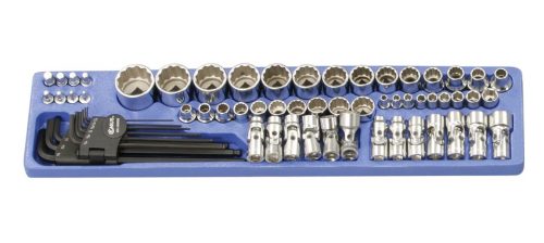 Hordozható szerszámos láda + szerszámok, metrikus és colos, 1/4", 3/8", és 1/2", 190 darabos