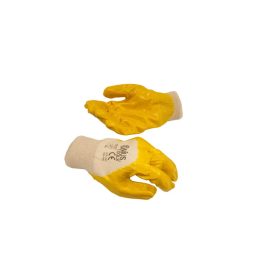 Nitril mártott, pamut kesztyű (EN 3111), sárga, XL-es