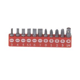 Bit készlet, lapos és csillagfejű 1/4", 11 darabos