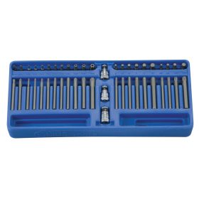   T-torx (lyukas), pozidriv, imbusz, XZN bit készlet + 3/8" crowa foglalat, 47 darabos