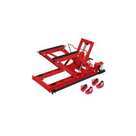   Hidraulikus motorkerékpár és quad emelő, 400kg, 4db hevederrel