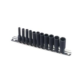   Légkulcsfej készlet, metrikus, hosszú, 1/4", 11 darabos