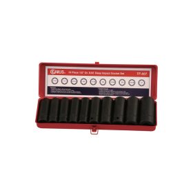 Légkulcsfej készlet, colos, hosszú, 1/2", 10 darabos